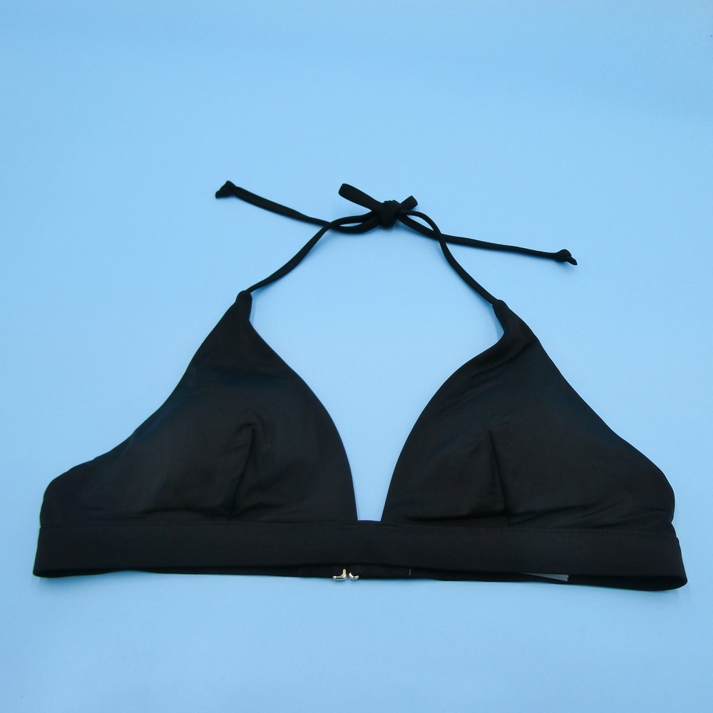 Victoria's Secret Bikini Top Womens Large Halter Solid‎ Black Polyamide Blend